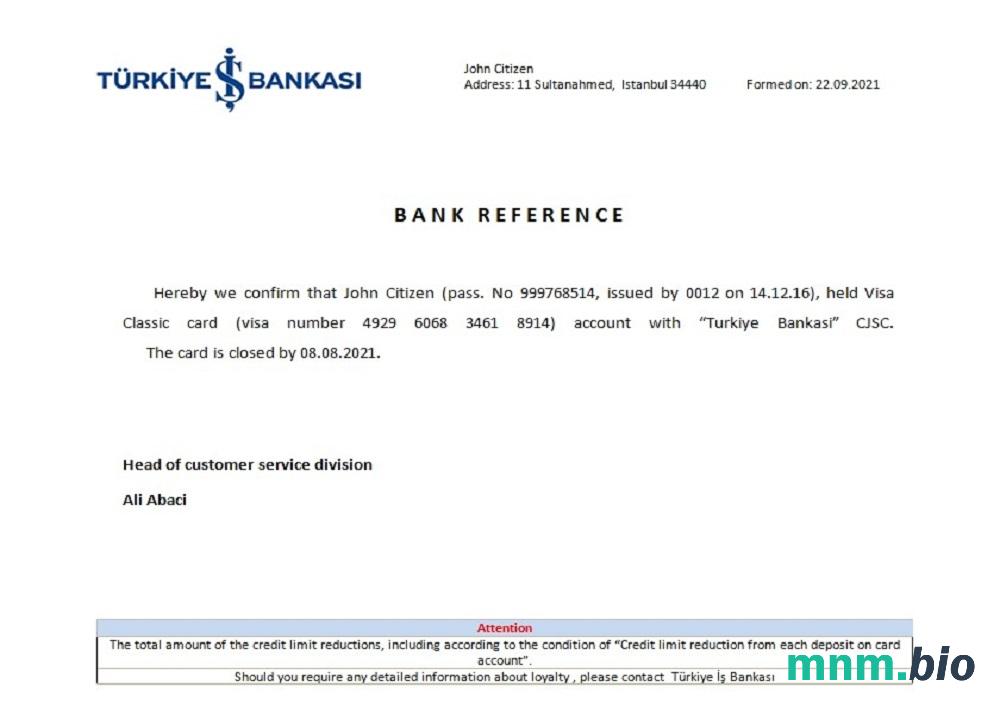 Turcja jest Bankasi zamknięcie przykład odniesienia w formatach Word i PDF